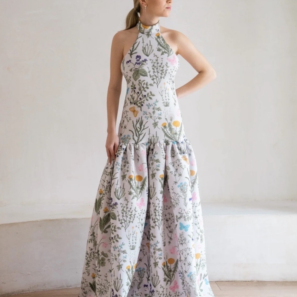 Ashley Stambouli Garden Gown in Botanical Halter